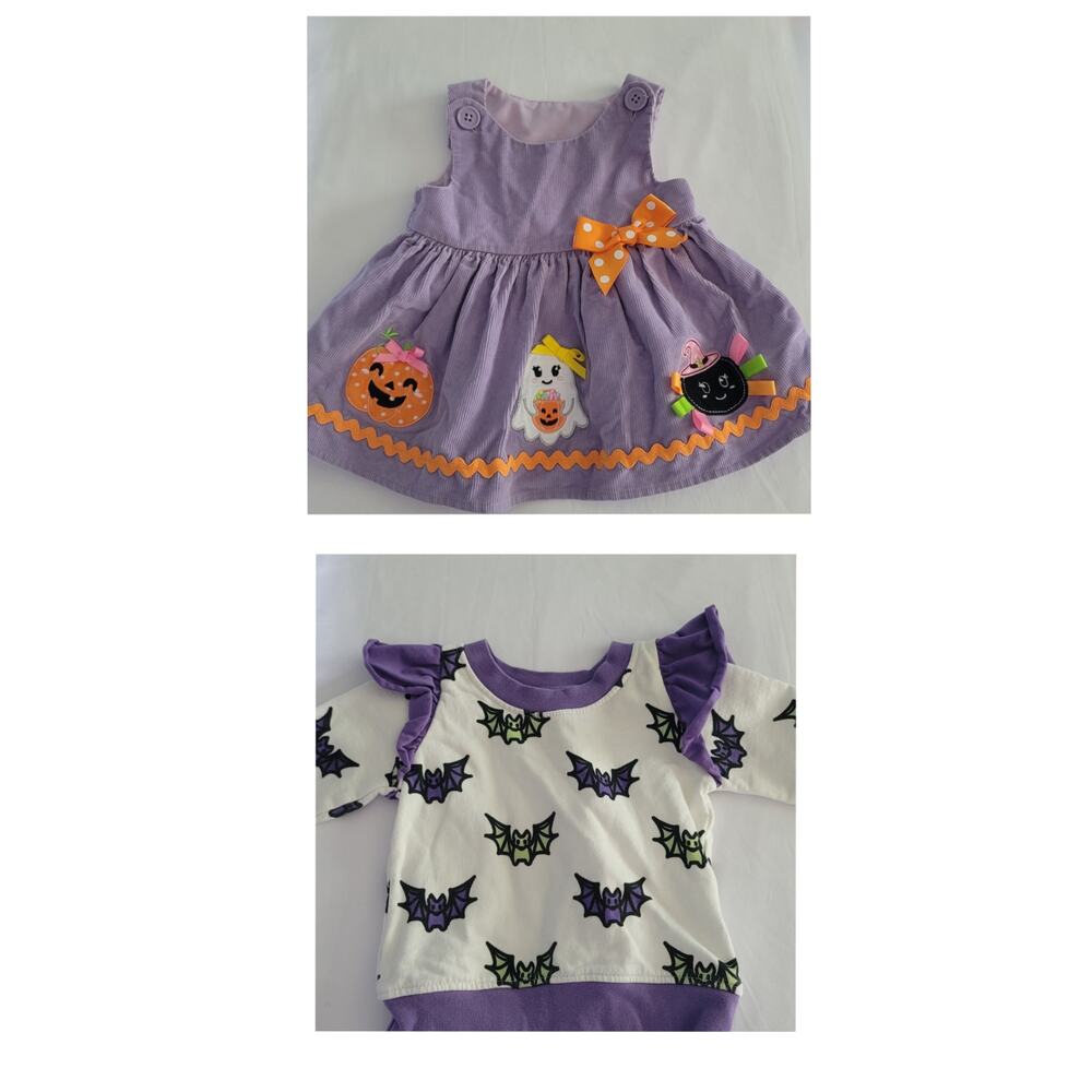 Monica and Andy- 2 piece girls Halloween bundle- top and dress- size 6 months
